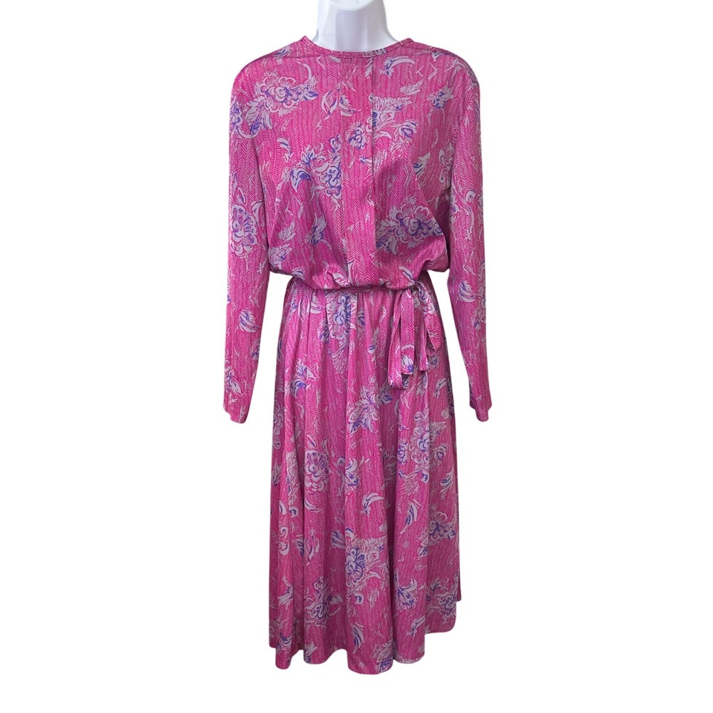 80s Haband For Her Midi Dress Pink Floral Cottagecore Grandma Core